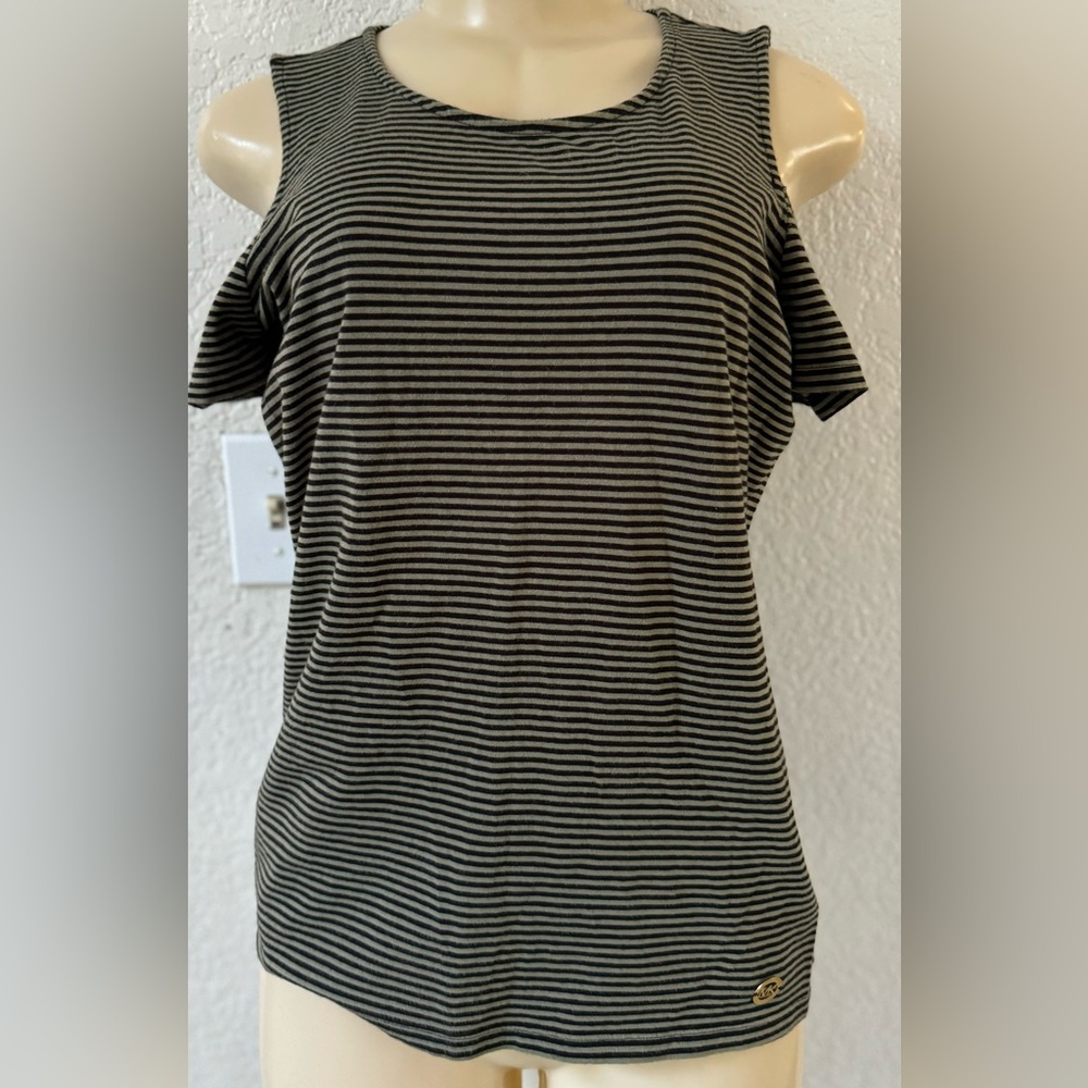 💫 Michael Kors stripe off the shoulder loose blouse top basic